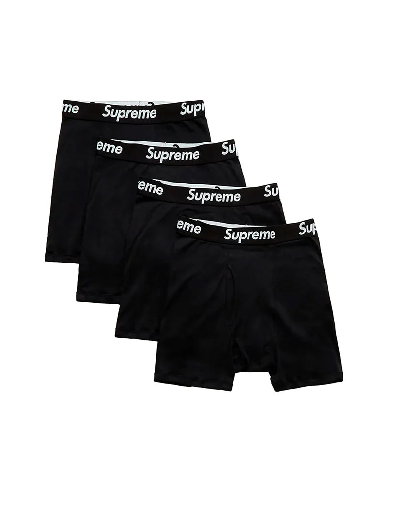 SUPREME BÓXERS HANES PACK DE 4 NEGRO